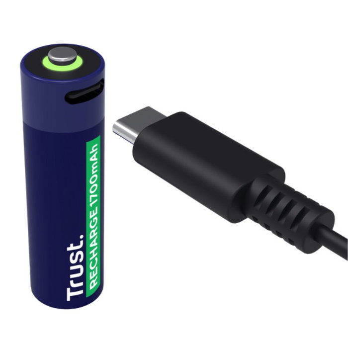 Trust Pack de 2 Pilas Recargables AA USB-C 1700 mAh Trust Pack de 2 Pilas Recargables AA USB-C 1700 mAh